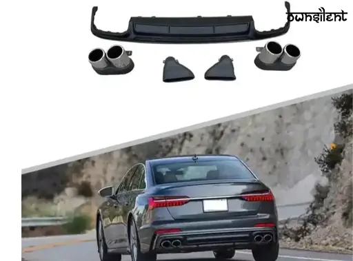 REAR DIFFUSER WITH EXHAUST TIPS for AUDI A6 C8 SALOON 2018 - 2023 | S6 STYLE